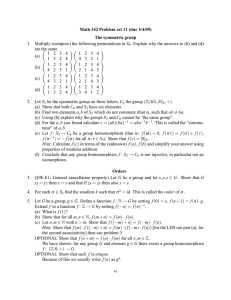 Math 342 Problem set 11 (due 3/4/09) The symmetric group 1. S