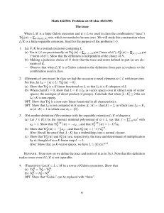 Math 422/501: Problem set 10 (due 18/11/09) The trace