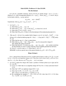 Math 422/501: Problem set 11 (due 25/11/09) The discriminant