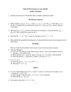 Math 437/537 Problem set 1 (due 16/9/09) Euclid’s Algorithm 1.
