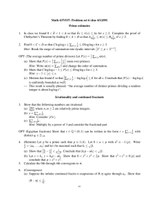 Math 437/537: Problem set 6 (due 4/12/09) Prime estimates 1.