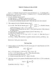 Math 613: Problem set 6 (due xx/11/09) Dirichlet characters
