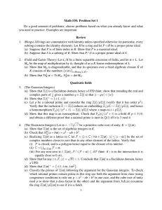 Math 538: Problem Set 1