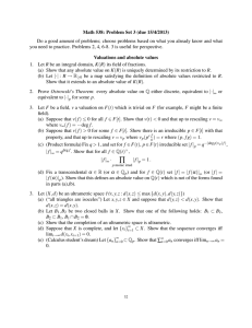 Math 538: Problem Set 3 (due 15/4/2013)