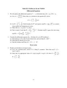 Math 412: Problem set 10, due 7/4/2014 Differenetial Equations 1.