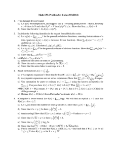 Math 539: Problem Set 1 (due 29/1/2014) 1. (The standard divisor bound)
