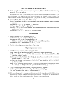 Math 322: Problem Set 10 (due 20/11/2014)