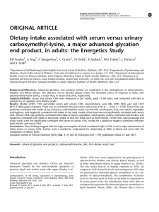Dietary intake associated with serum versus urinary