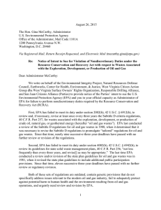 August 26, 2015 The Hon. Gina McCarthy, Administrator U.S. Environmental Protection Agency