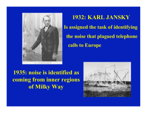 1932: KARL JANSKY 1935: noise is identified as coming from inner regions