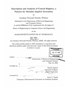 Description  and  Analysis  of  Central Registry, ... Pattern for  Modular  Implicit  Invocation