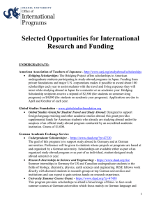Selected Opportunities for International Research and Funding