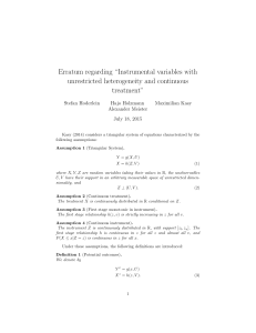 Erratum regarding “Instrumental variables with unrestricted heterogeneity and continuous treatment” Stefan Hoderlein