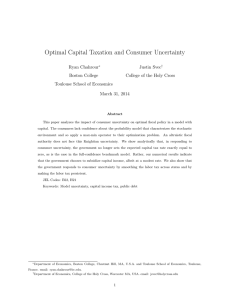 Optimal Capital Taxation and Consumer Uncertainty