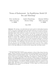 Terms of Endearment: An Equilibrium Model Of Sex and Matching