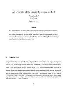 An Overview of the Special Regressor Method Arthur Lewbel September