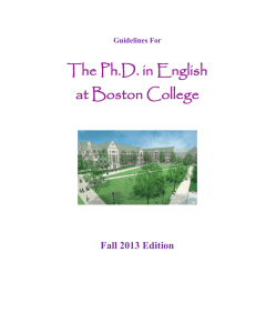 The Ph.D. in English at Boston College  Fall 2013 Edition