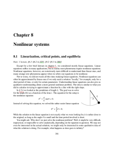 Chapter 8 Nonlinear systems 8.1 Linearization, critical points, and equilibria