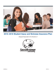 2015–2016 Student Injury and Sickness Insurance Plan  14-BR-AL