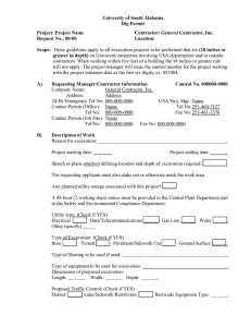 University of South Alabama Dig Permit Project: Project Name Contractor: General Contractor, Inc.