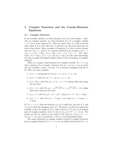 2 Complex Functions and the Cauchy-Riemann Equations 2.1