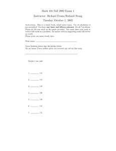 Math 101 Fall 2002 Exam 1 Instructor: Richard Evans/Richard Stong