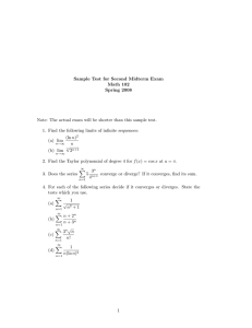 Sample Test for Second Midterm Exam Math 102 Spring 2008