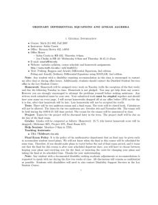 ORDINARY DIFFERENTIAL EQUATIONS AND LINEAR ALGEBRA 1. General Information