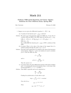 Math 211 Ordinary Differential Equations and Linear Algebra