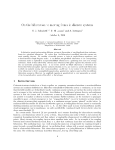 On the bifurcation to moving fronts in discrete systems