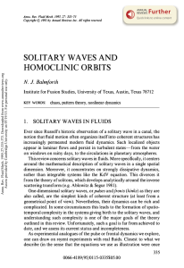 Further SOLITARY WAVES AND HOMOCLINIC ORBITS Balmforth