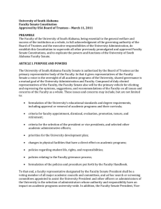 University of South Alabama  Faculty Senate Constitution  Approved by USA Board of Trustees – March 11, 2011 