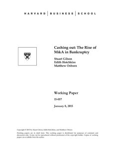Cashing out: The Rise of M&amp;A in Bankruptcy Working Paper 15-057