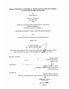 SINGLE  PROPERTY  COMMERCIAL MORTGAGE-BACKED  SECURITIES: By John R. Perkins