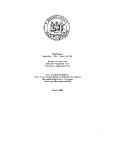 Final Report September 1, 2000 - October 31, 2001 Business Process Team