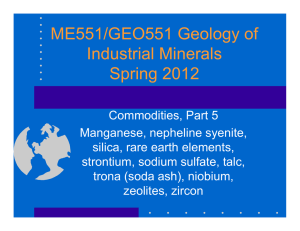 ME551/GEO551 Geology of Industrial Minerals Spring 2012