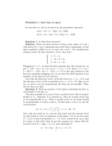 Worksheet 1: skew lines in space Let the lines L and L