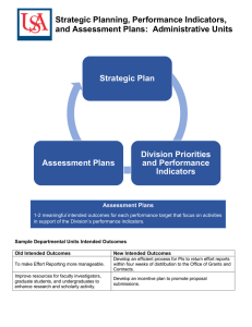 Strategic Planning, Performance Indicators, and Assessment Plans:  Administrative Units Strategic Plan