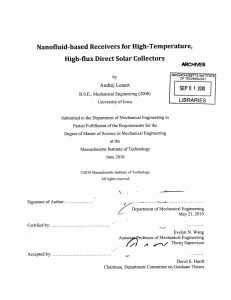 Nanofluid-based  Receivers  for High-Temperature, High-flux  Direct Solar Collectors ARCHNES 0