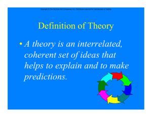 Definition of Theory •  A theory is an interrelated,