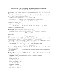 Mathematics 312, Solutions to Review Problems for Midterm 2