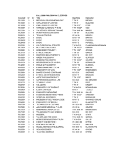 FALL 2009 PHILOSOPHY ELECTIVES Course# Cr Lv