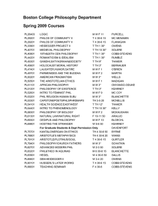 Boston College Philosophy Department Spring 2009 Courses