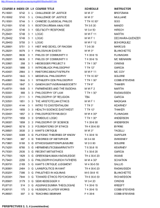 COURSE # INDEX CR LV COURSE TITLE SCHEDULE INSTRUCTOR PL16001