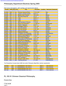 Philosophy Department Electives Spring 2003