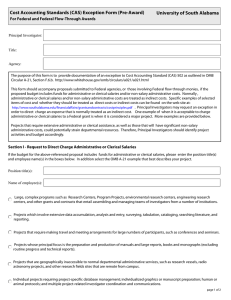 Cost Accounting Standards (CAS) Exception Form (Pre-Award) University of South Alabama