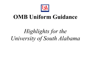 OMB Uniform Guidance Highlights for the University of South Alabama