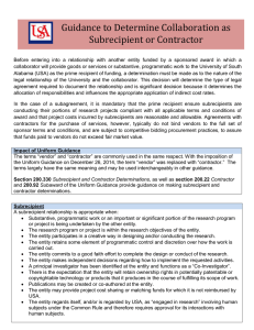 Guidance to Determine Collaboration as Subrecipient or Contractor