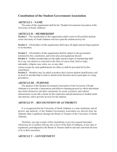 Constitution of the Student Government Association  ARTICLE I – NAME