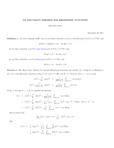 ON LIOUVILLE’S THEOREM FOR BIHARMONIC FUNCTIONS September 30, 2011